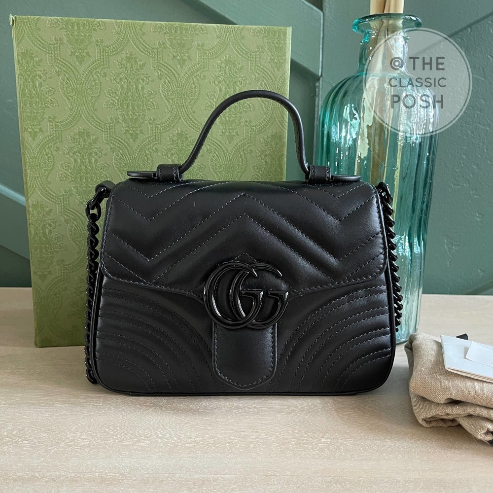 ❌SOLD❌NEW GUCCI Mini Marmont Top Handle SO Black Crossbody Bag - Picture 1 of 14